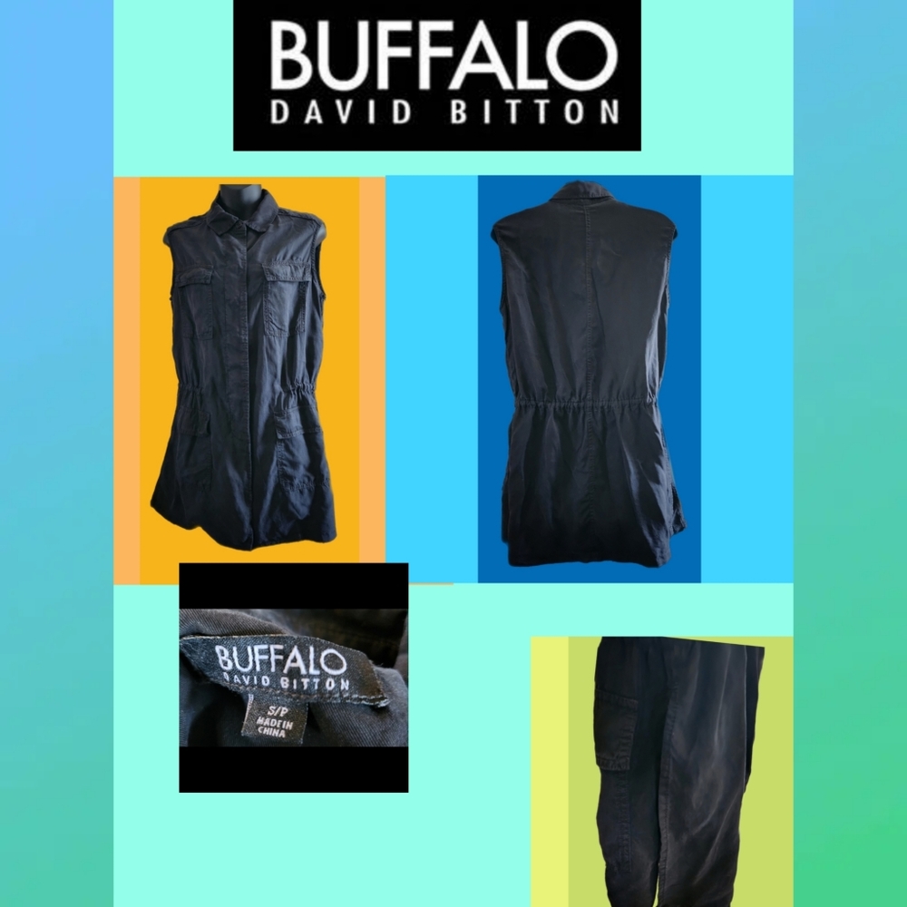 BUFFALO by DAVID BITTON CHARCOAL GRAY UTILITY TUNIC VEST SIZE  S/P - Picture 2 of 6